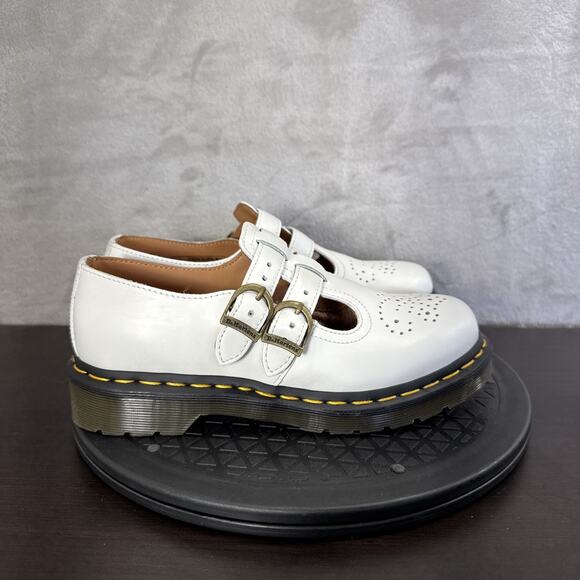 Dr. Martens Womens Size 6 Mary Jane Smooth White Leather Double Strap Shoes 8065 - Picture 1 of 10